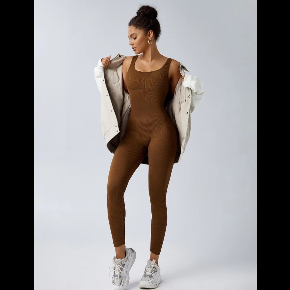 Seamless Tummy Control Ribbed One-Piece Jumpsuit - Picture 6 of 13